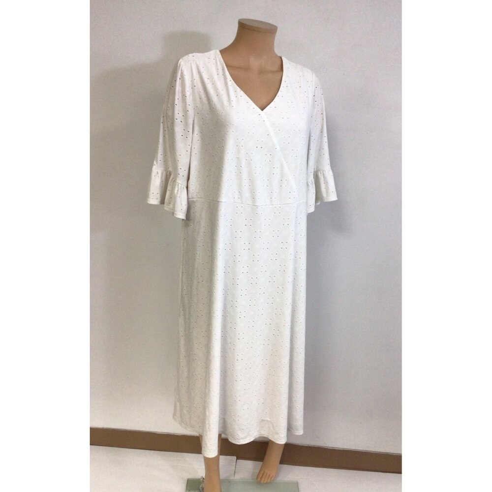Catherines Eyelet White Maxi Dress A Line Womens 0X